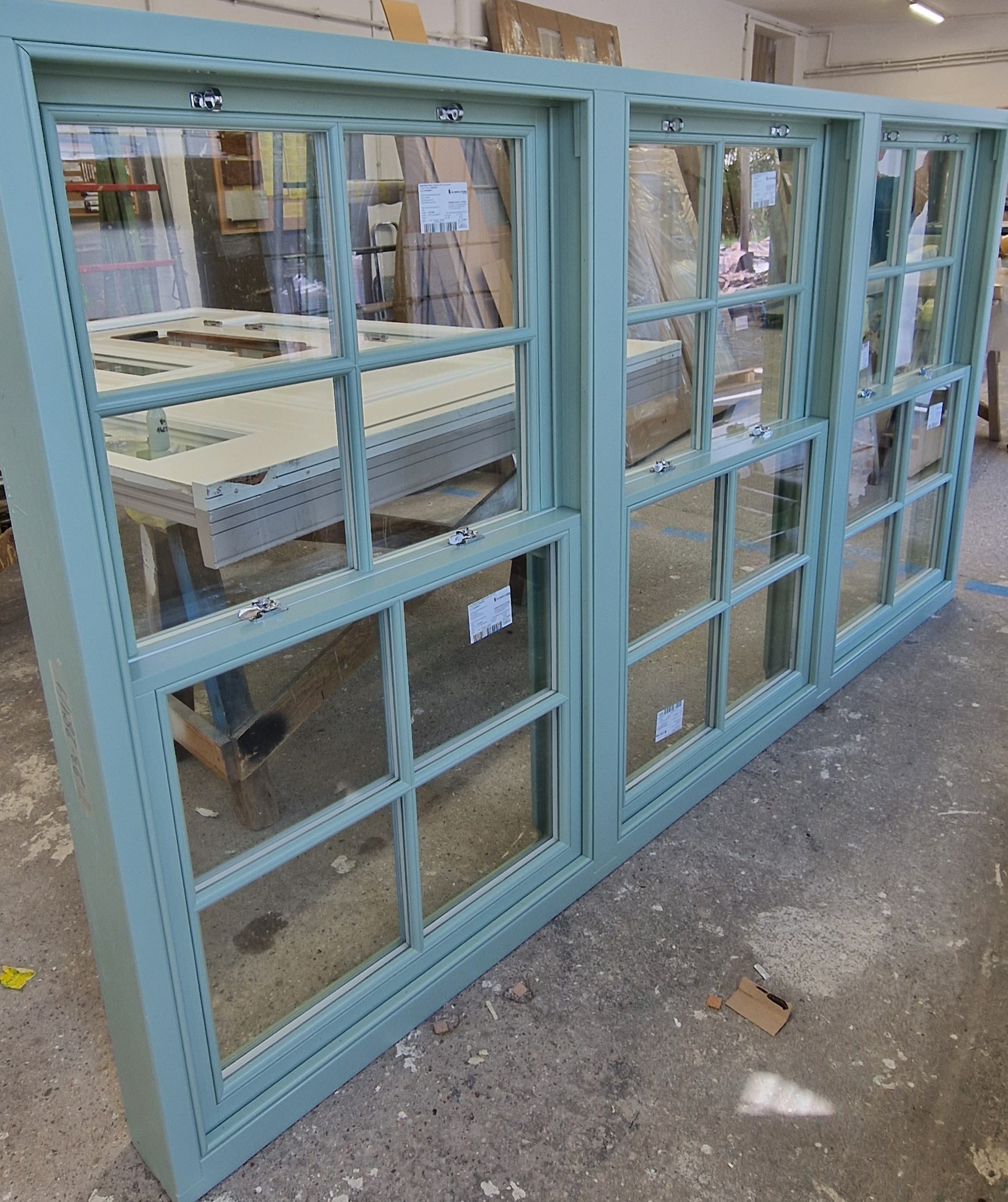 blue color bespoke sash windows